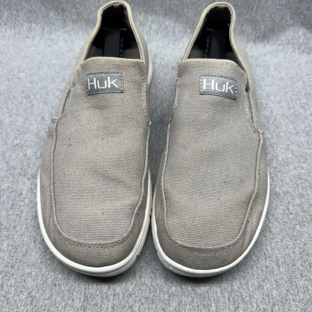Huk Fishing Classic Brewster Men's Moss Canvas Slip-On Shoes Size 10 Deck Boat
